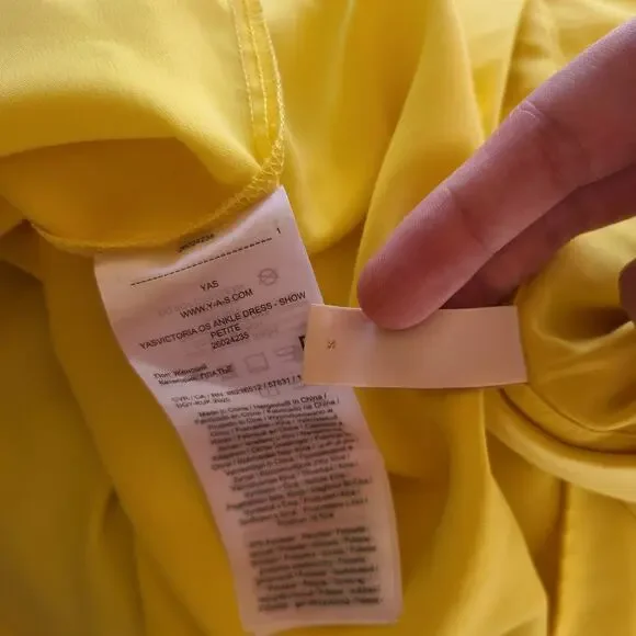 Asos Dress Victoria Y.A.S Butter Yellow One Shoulder Bow S Bridesmaid Flowy - Picture 5 of 5